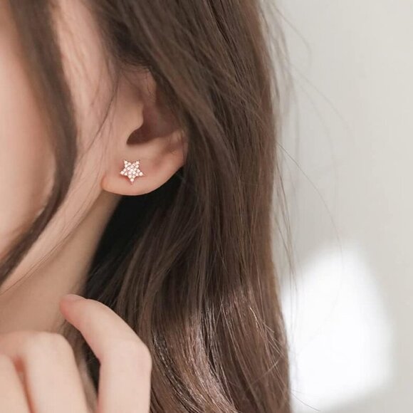 925 Sterling Silver Cuff Earrings Chain for Women Asymmetric Star Moon Earrings - Picture 3 of 7